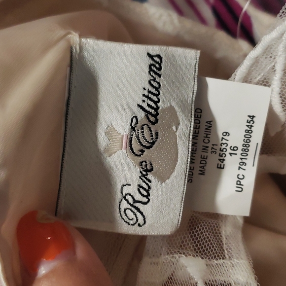 Big Girls Embroidered Mesh Gown, Taupe - Picture 9 of 9